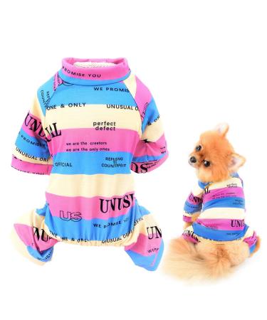 Smalllee_lucky_Store pet clothing multi -colored striped cotton pajamas for small and medium -sized dogs cats pajamas overall nightwear outfits for Yorkie Chihuahua pink l l pink