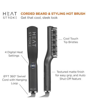 StyleCraft Heat Stroke Beard & Hair Styling Hot Brush - Anti-Scold Cool Touch Tips Black Corded Hair Straightener - Buy Online on GoSupps.com
