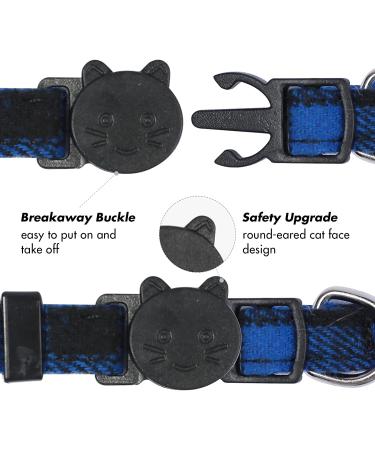 BuntyJoy Plaid Breakaway Cat Collar with Bow Tie & Bell - Pack of 2 Blue & Black | Safety Kitten Collars for Boy & Girl Cats - Buy Online on GoSupps.com