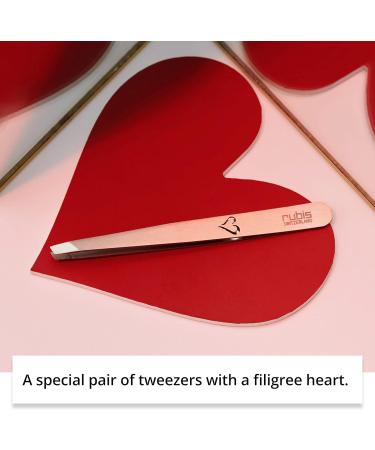 Rubis Classic Heart - Professional Eyebrow Tweezers Slanted Tip with Engraved Heart - Slanted Tweezers for Eyebrow Plucking and Hair Removal - Buy Online on GoSupps.com