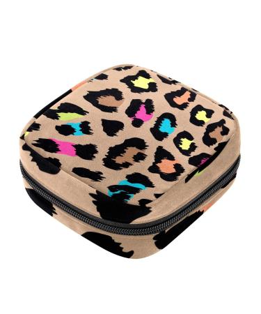Sanitary Napkin Storage Bag Colorful Leopard Print Menstrual Cup Pouch Nursing Pad Holder Tampon Bags Feminine Product Pouches Portable Period Kit Bag Color 8