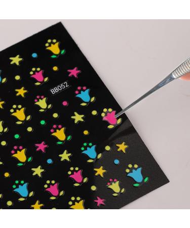 24 Sheets Nail Art Stickers 3D Embossed Nail Art Decals Spring Flower Nail Art Stickers Colored Self Adhesive Nail Stickers for Women Girls Manicure Decoration Nail Art DIY - Buy Online on GoSupps.com