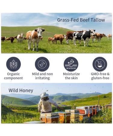 Organic Tallow and Honey Balm - Moisturizing Beef Tallow Salve 1.8 oz | Skin Care Body Cream with Olive Oil & Vitamins A K D E - Buy Online on GoSupps.com