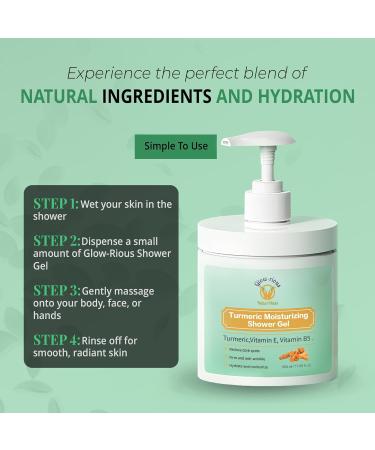 glow-rious Turmeric Body Wash with Vitamin E & B5 - Moisturizing Shower Gel for Smooth Skin - Daily Gentle Cleanser for Face Hands & Body - 500ml - Buy Online on GoSupps.com