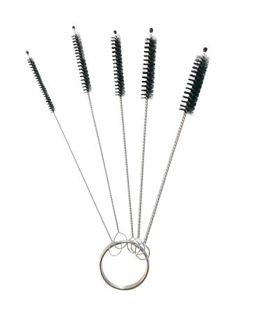 5 Piece Mini Metal and Nylon Tube Piece Cleaner Brush Set with Keychain Ring 5 Piece Set