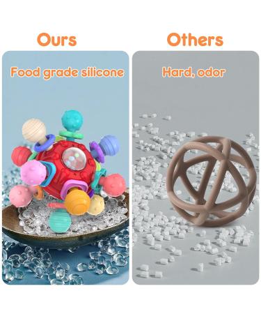 Sensory Teething Toy for Babies 0-12 Months | Red Teething Ball Rattle for Infant Development - Buy Online on GoSupps.com
