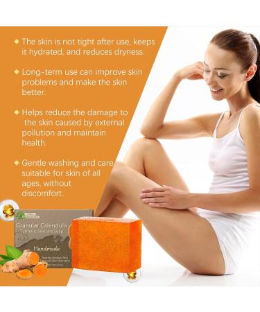 Calendula Turmeric Soap Brightening soap for natural skin glow calendula turmeric facial cleanser Natural turmeric soap for face and body oil control and deep cleansing - Buy Online on GoSupps.com