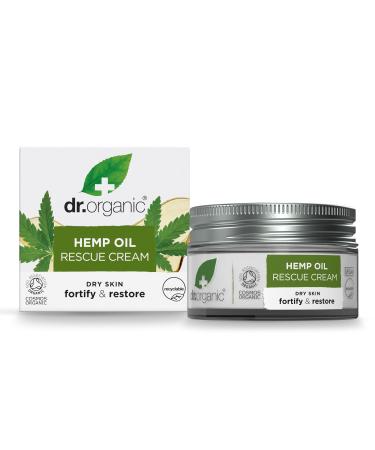 Dr Organic Hemp Oil Rescue Cream Moisturising Combination Skin Mens Womens Natural Vegetarian Cruelty-Free Paraben & SLS-Free Certified Organic 50ml