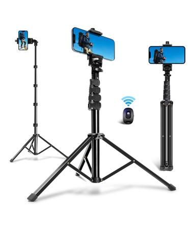 64 Inch Phone Tripod, Selfie Stick Tripod with Wireless Remote, Phone Tripod Stand Group Selfies/Live Streaming/Video Recording Compatible with All Cellphones