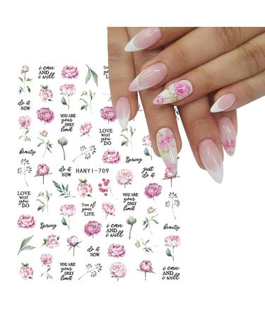 Baoximong 9 Sheets Flower Nail Art Stickers - Spring Floral 3D Self-Adhesive Decals for Women - Charming Daisy, Peony & Leaves Design - Buy Online on GoSupps.com