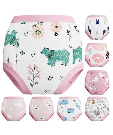 Yufanlili 8 Pack Baby Potty Training Underwear,Cotton Toddler Absorbent Training Pants,Toddlers Pee Training Diaper Underwear 2T-3T Pink 2-3T Pink
