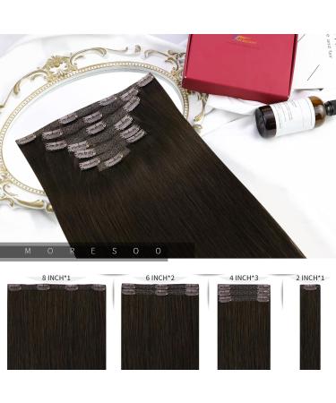 Buy Moresoo Real Hair Extensions Clip In - Darkest Brown #2 Remy Human Hair 120g 45cm 7 Tresses - Buy Online on GoSupps.com