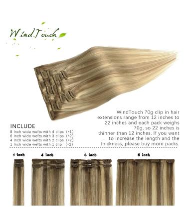 WindTouch 15 Inch Balayage Clip-In Hair Extensions - 70g Bleach Blonde #18P613 - Premium Remy Human Hair for Women - Buy Online on GoSupps.com