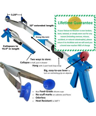 ArcMate 26" EZ Reacher Deluxe Locking Indoor Reacher Grabber with 5lb Pickup Capacity & 42" EZ Reacher Deluxe Locking Collapsible Indoor Reacher Grabber with 5lb Pickup Capacity  Pack of 2 Reachers - Buy Online on GoSupps.com