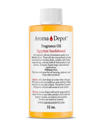 Aroma Depot 32oz. Egyptian Sandalwood Fragrance Oil Perfume Skin Oil Scented Oil. Can be Used for Candles Bath Bombs Body Butter Creams and lotions. Works for diffusers Burners or heaters.