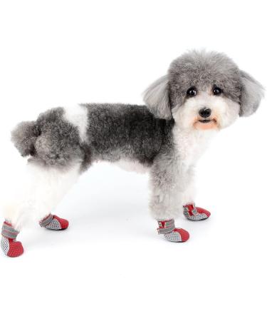 Zunea Dog Boots - Summer Paw Protection Non-Slip Adjustable Reflective Breathable Mesh Heat-Resistant for Hot Asphalt - Size M (4-Pack) - Red - Buy Online on GoSupps.com