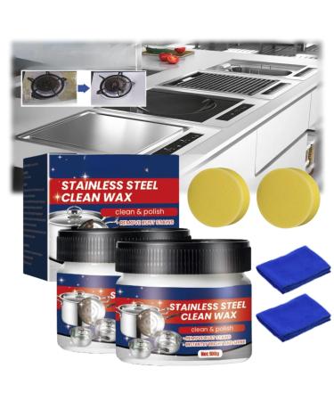 Circularite Stainless Steel Clean Wax Magical Nano-Technology Stainless Steel Cleaning Paste Stainless Steel Clean Wax Rust Remover for Metal Stainless Steel Cleaner and Polish (2 Pcs)