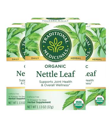 Traditional Medicinals Organic Nettle Leaf Herbal Tea, Supports Joint Health & Overall Wellness, (Pack of 3) - 48 Tea Bags Total 16 Count (Pack of 3)