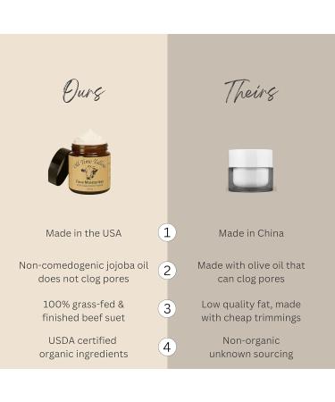 Organic Tallow Face Moisturizer - 4oz - 100% Grass Fed Beef Tallow For Skin Care - Made in the USA - Whipped Tallow Balm - Hydrating Salve - Natural Lotion - Ancestral Skincare - Amber Glass - Vanilla - Buy Online on GoSupps.com