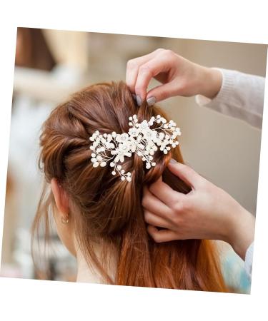 Angoily Flower Rhinestone Hair Comb Floral Headpiece Floral Hair Clip Wedding Hair Accessories Women Hair Headdress Creative Hair Comb Zinc Alloy Pearl White Korean Version Bride - Buy Online on GoSupps.com