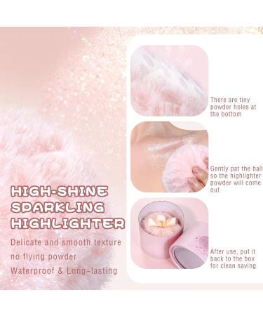 Highlighter Makeup Powder - Plush Peach Glitter Puff for Face Body & Hair | Shimmer & Shine Illuminator - Diamond Glow Pink (1 Count - Buy Online on GoSupps.com