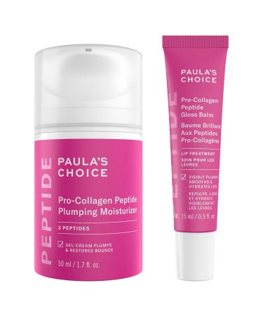 Paula's Choice Pro-Collagen Peptide Plumping Moisturizer Daily Gel-Cream for Deep Lightweight Hydration & Pro-Collagen Peptide Gloss Lip Balm Hydrates & Smooths Lips Sheer Tint Non-Sticky