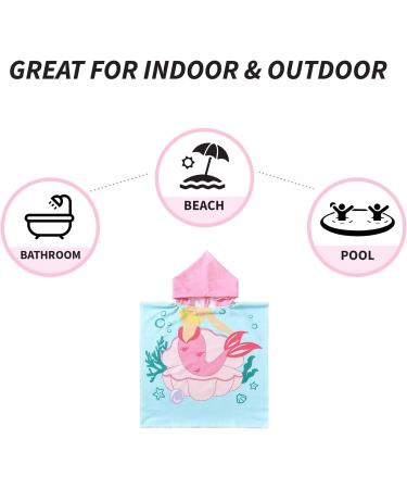 NovForth Kids Mermaid Hooded Beach Towel | Toddler Pool Wrap for Girls & Boys (1-6 years) - Pink - 24x24 - Buy Online on GoSupps.com