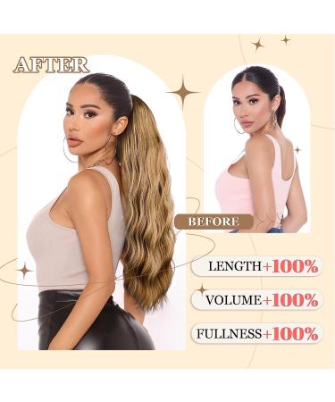 Yeeshedo Long Ponytail Hair Extension for Black Women | Curly Clip-in Synthetic Hair (Blonde Brown) - Perfect for a Stylish Look - Buy Online on GoSupps.com