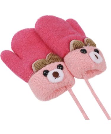 IPENNY Toddler Magic Stretch Mittens | Thick Plush Lined Winter Gloves for Baby Boys Girls | Warm Full Finger Ski Gloves for 0-6 Y | Style B-Rose Red - Buy Online on GoSupps.com
