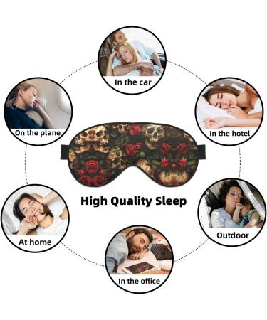 SSIMOO Skull & Red Rose Soft Sleep Eye Mask | Breathable Travel Eye Patch for Relaxation | Black - Buy Online on GoSupps.com