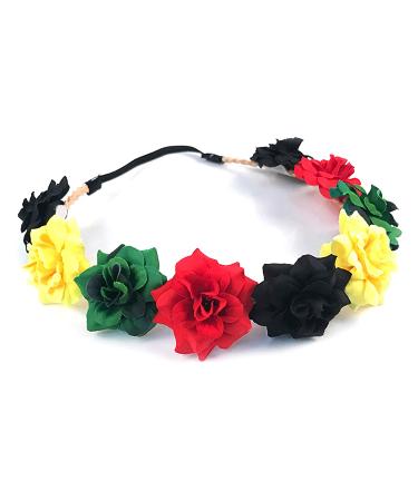 KIWI DAISY Rasta Floral Flower Crown Stretch Headband