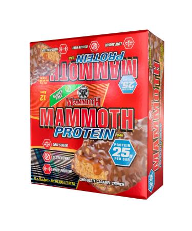 MAMMOTH Protein Bar 25g Protein Low Sugar Low Carb Gluten Free 12 x 65g (12 Count Chocolate Caramel) Chocolate Caramel 12 count (Pack of 1)