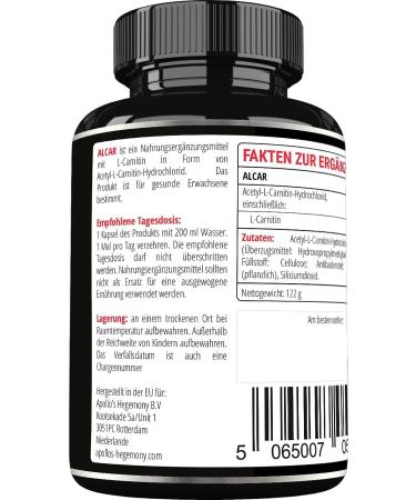 Buy Acetyl L-Carnitine HCL 550 mg | High-Dosed Amino Acid Supplement | 150 Capsules | 5 Months Supply | Mitochondria Protection | Apollo s Hegemony - Buy Online on GoSupps.com