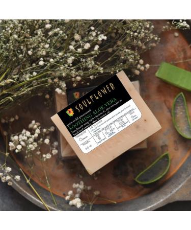 Soulflower Organic Aloe Vera Handmade Bar Soap for Face, Skin & Body - 5.3oz (Pack of 2) | Cool Fresh Aloe Juice | Vegan & Cruelty-Free - Buy Online on GoSupps.com