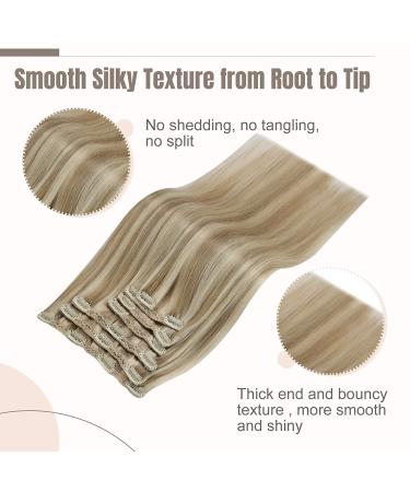 FSHINE Clip-in Extensions 120g - Real Hair 50cm #16P22 - Ash Blonde & Golden Blonde - 7pcs Full Head - Buy Online on GoSupps.com