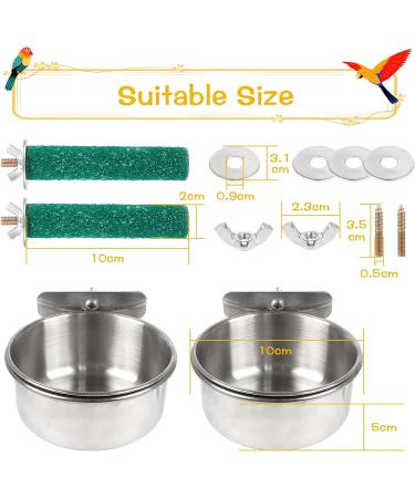 Stainless Steel Bird Feeding Dish Cups Set with Stand - Parrot Food Bowl for Bird Cage - Buy Online on GoSupps.com
