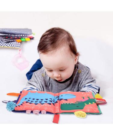 SOSPIRO Baby Cloth Book - Soft Baby Book with 3D Animal Tails for Toddlers | Safe Nontoxic Learning Toy for Babies 0-3 Years (Dinosaur) - Buy Online on GoSupps.com