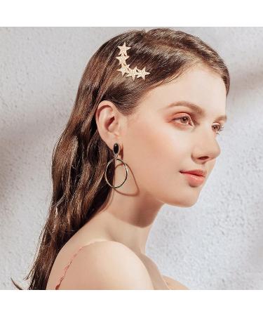 6PCS Star Hair Clips - Non-slip Metal Barrettes with Rhinestone and Pearl - Women's Silver Golden Hair Accessories - Buy Online on GoSupps.com