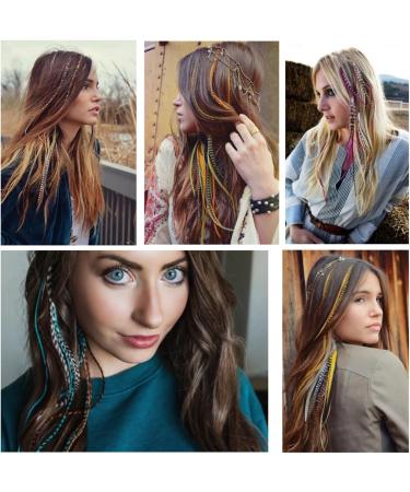 Feather Hair Extension Feather for Hair Extensions Synthetic Long Colored Overhead Strands of Hair Accessories Rainbow Hairpiece for Women Synthetic Feathers Hair Extension Set (Color : 4 Size : 16 16inch 40cm 4 - Buy Online on GoSupps.com