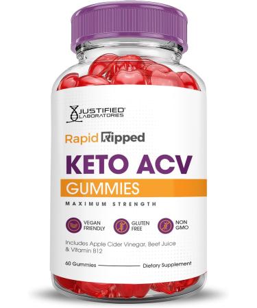 Buy 3 Pack Rapid Ripped Keto ACV Gummies - 1000MG Vegan Non-GMO Apple Cider Vinegar with Pomegranate & Beet Juice - 180 Gummies - Buy Online on GoSupps.com