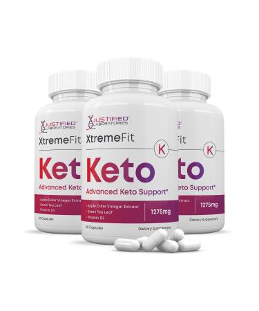 Justified Laboratories (3 Pack) Xtreme Fit Keto ACV Pills 1275MG Formulated with Apple Cider Vinegar Keto Support Blend Alternative to Gummies 180 Capsules
