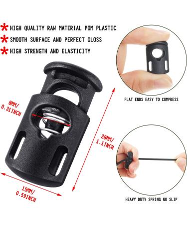 50 Pieces Cord Locks Spring Toggles Stoppers + 66 Ft Elastic Bungee Cord - Classic Style Black - Buy Online on GoSupps.com