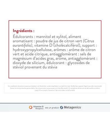 Metagenics Vitamin D 2000 IU - Immune System Support - Bone Health - Food Supplement - Lime Flavor - 3 Month Cure - 84 Chewable Tablets - Buy Online on GoSupps.com