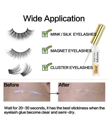 Clear Eyelash Glue for Sensitive Eyes - Waterproof Latex-Free Strong Hold - 0.176oz - Buy Online on GoSupps.com