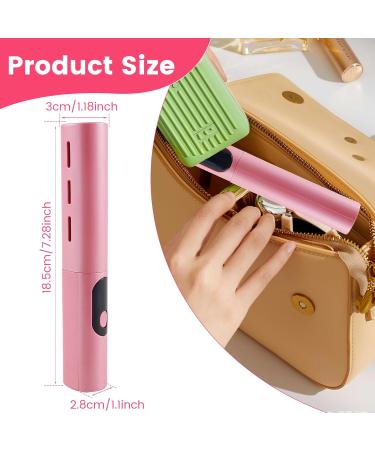Hair Straightener Comb - Portable 4000mAh Electric Straightening Brush with Display 3 Temperature Settings Anti-Scald - Pink Color - Buy Online on GoSupps.com
