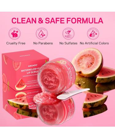 AMOADO Sugar Lip Scrub for Dark Lips Exfoliating Lip Scrub for Smooth & Soft Lips with Watermelon & Guava Lip Exfoliator & Moisturizer for Dry Chapped Lips Natural Lip Care 1.2 oz/35g - Buy Online on GoSupps.com