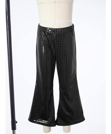 JEATHA Kids Girls Shiny Sequin Dance Pants | Wide Leg Bell-Bottoms for Jazz Hip-Hop Dancing | Black, 6-7 Years - Buy Online on GoSupps.com
