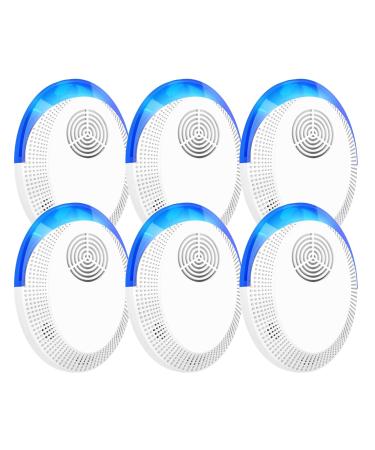 Ultrasonic Pest Repeller 6 Pack Mice Repellent Plug-ins Electronic Pest Roach Spider Insect Rodent Repellent Indoor Home Attic Garage Basement White