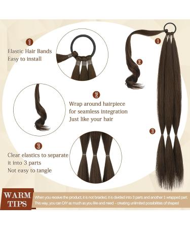 Sofeiyan Long Braid Ponytail Extension with Hair Tie Straight Sleek Wrap Around Hair Extensions Braid Pony Tail Fluffy Natural Soft Synthetic Hairpieces for Women Daily Wear 30 inch-Black Mixed Brown 30 Inch (Pack of 1) Black Mixed Brown - Buy Online on GoSupps.com