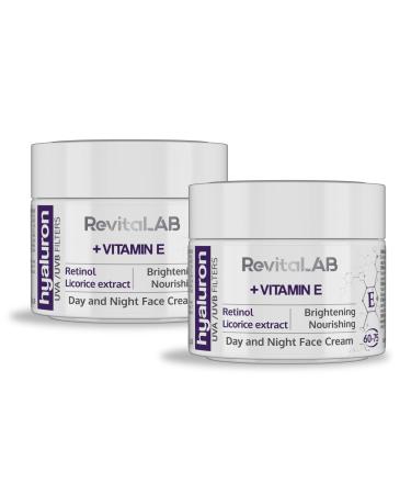 Revitalab anti-aging daily and night cream with hyaluron enriched with vitamin A (retinol) and E licorice root extract hyaluronic acid UV filter for age between 60 and 75 50 ml (multipack) 50 ml (2 pack)
